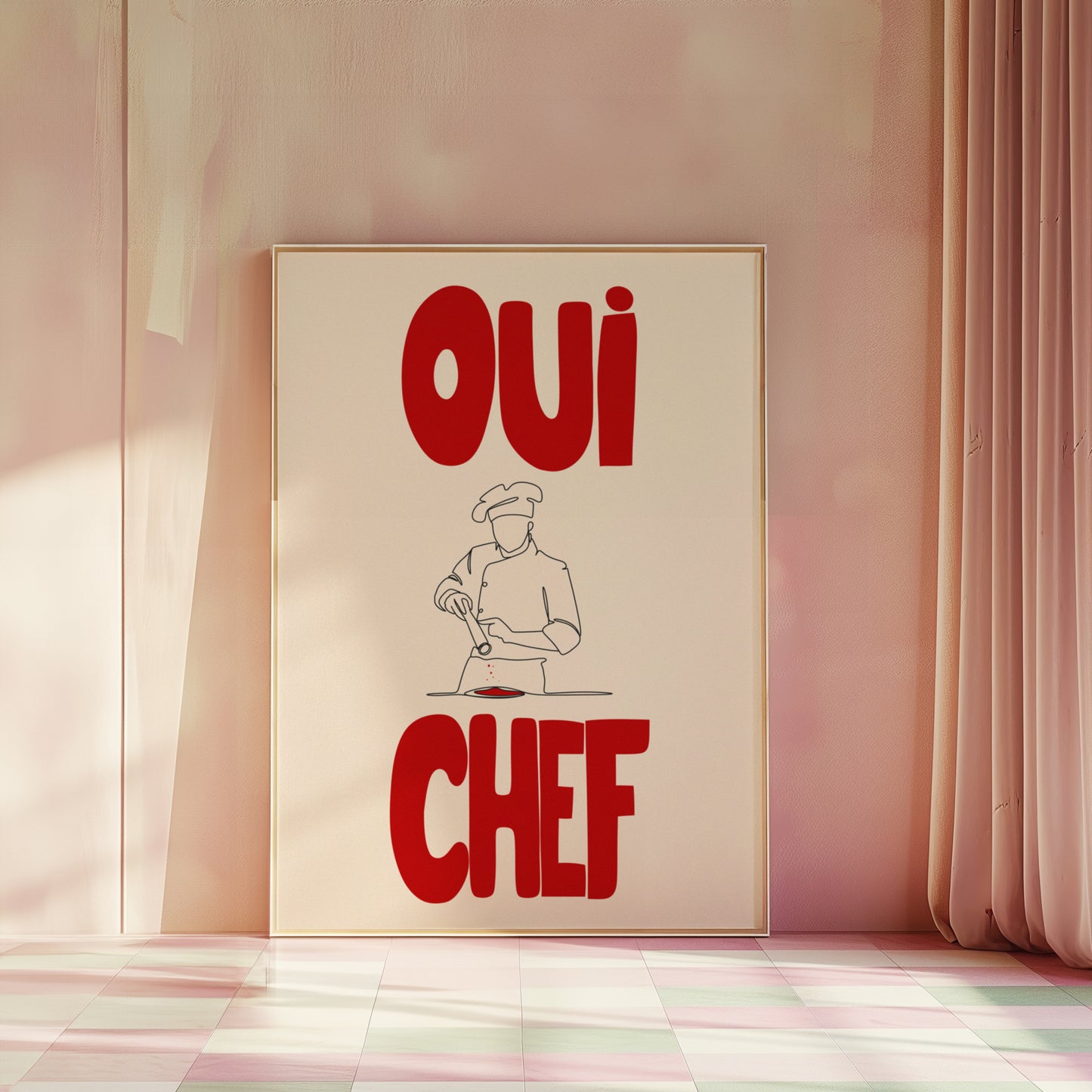 Oui Chef Kitchen Print: French Culinary Art