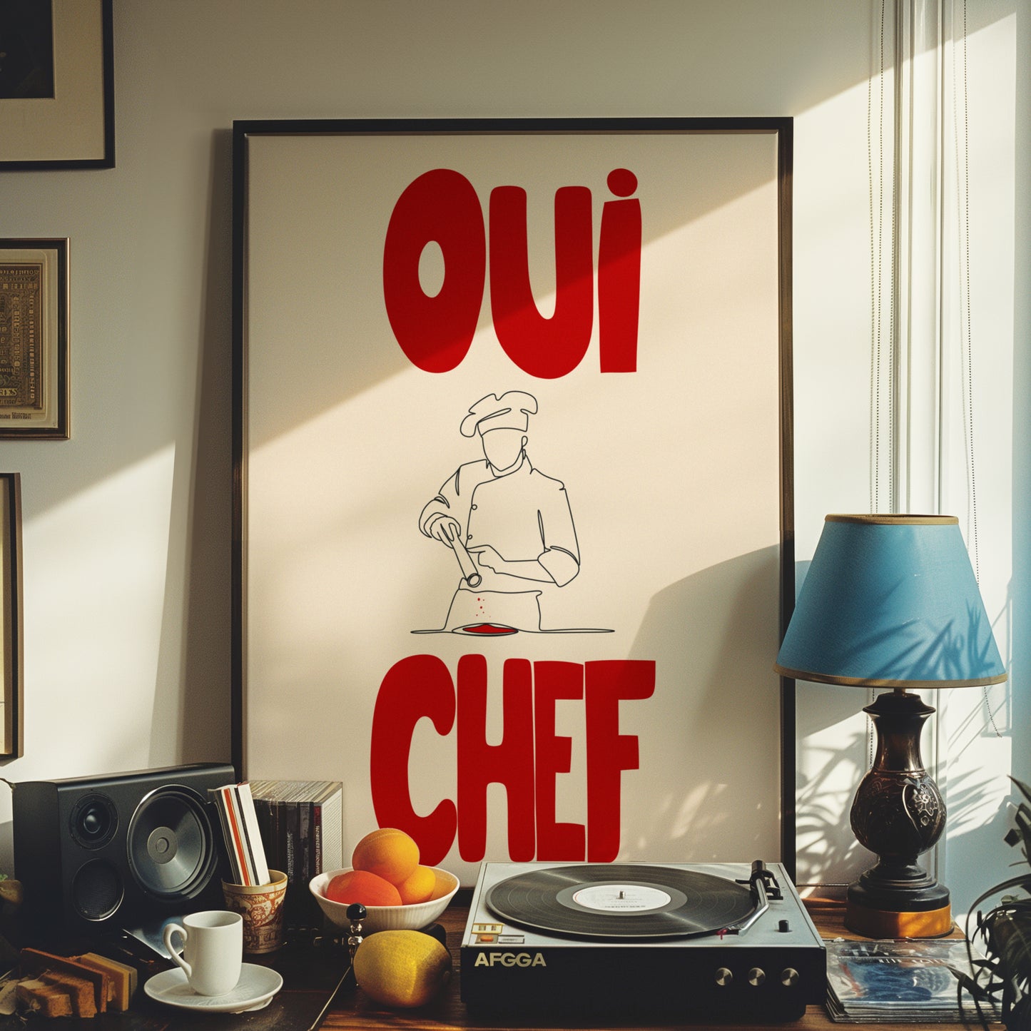 Oui Chef Kitchen Print: French Culinary Art