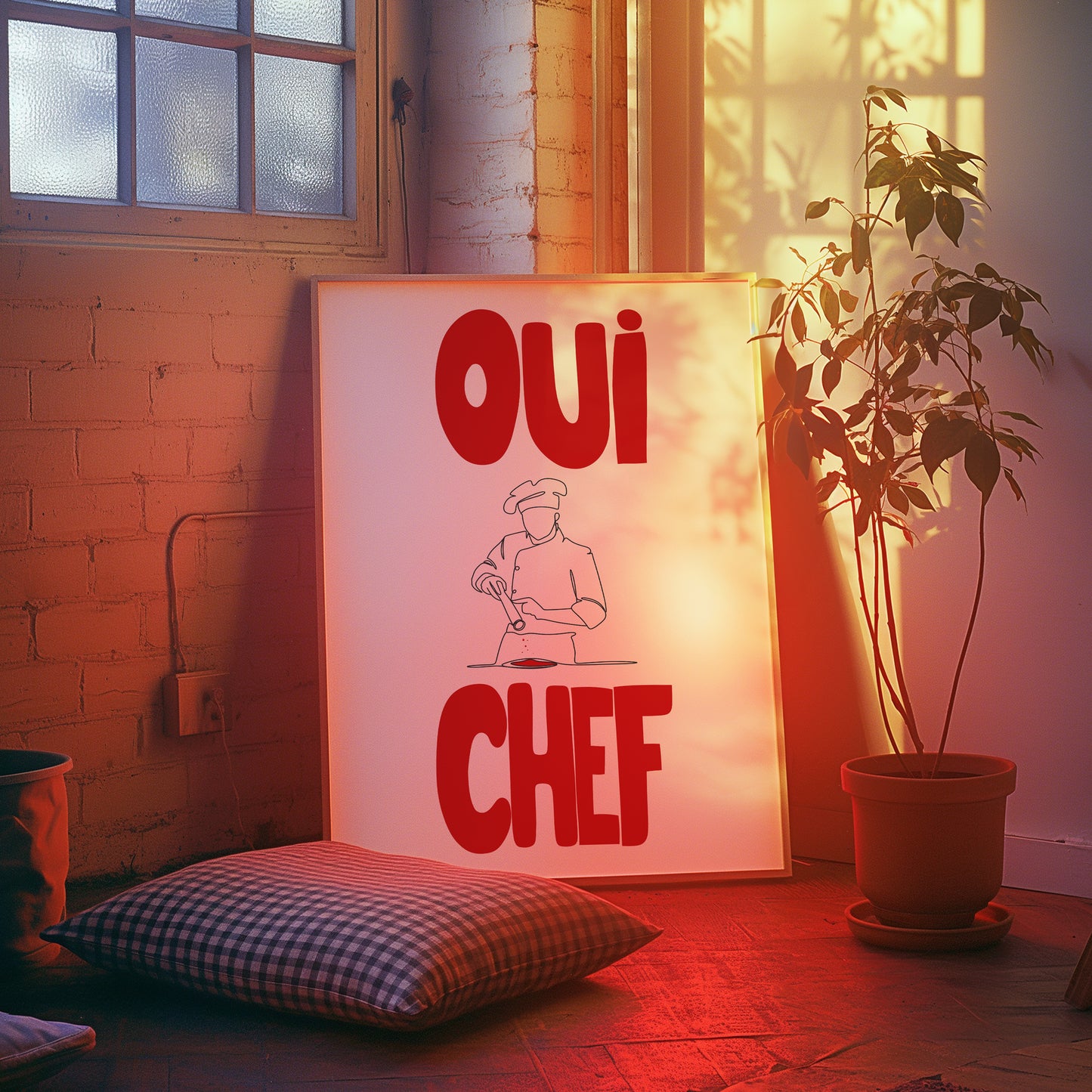 Oui Chef Kitchen Print: French Culinary Art