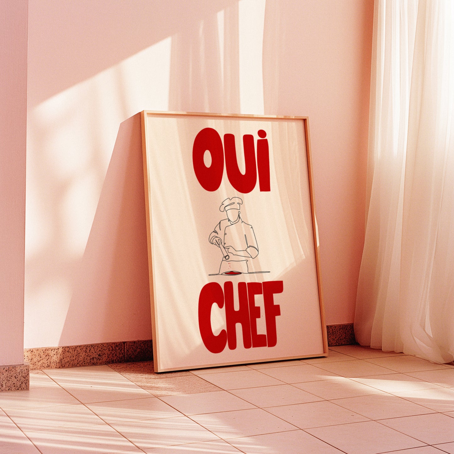 Oui Chef Kitchen Print: French Culinary Art