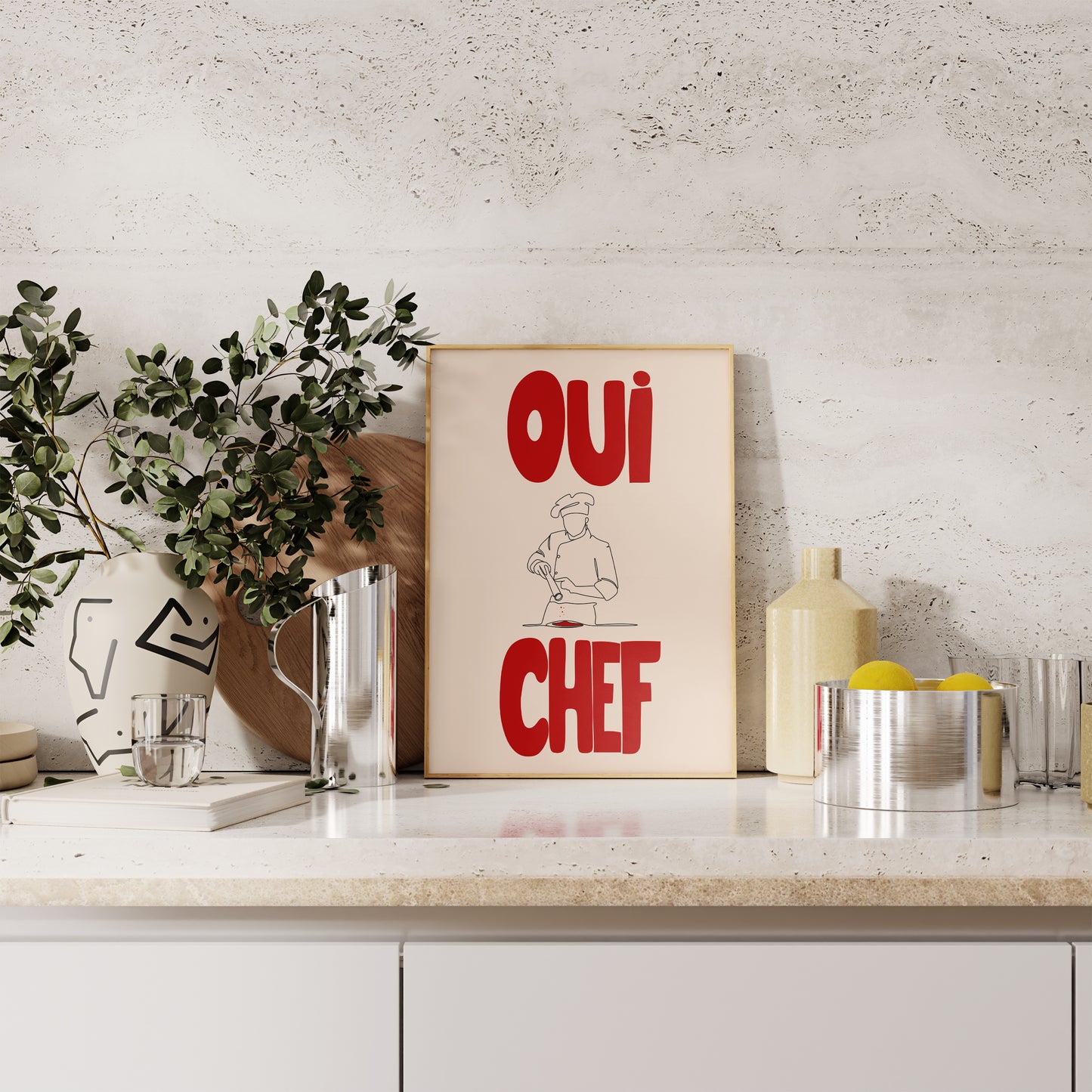 Oui Chef Kitchen Print: French Culinary Art